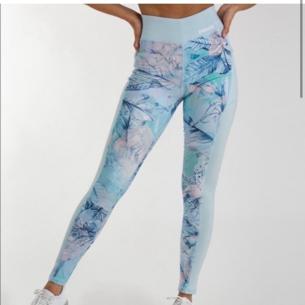 gym shark legging efflorescent blue size small